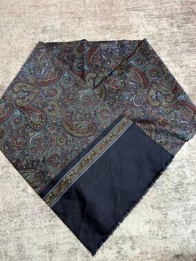 Vtg Men’s Opera Scarf Silk Double Sided Paisley Tuxedo Fringe Made In Germany